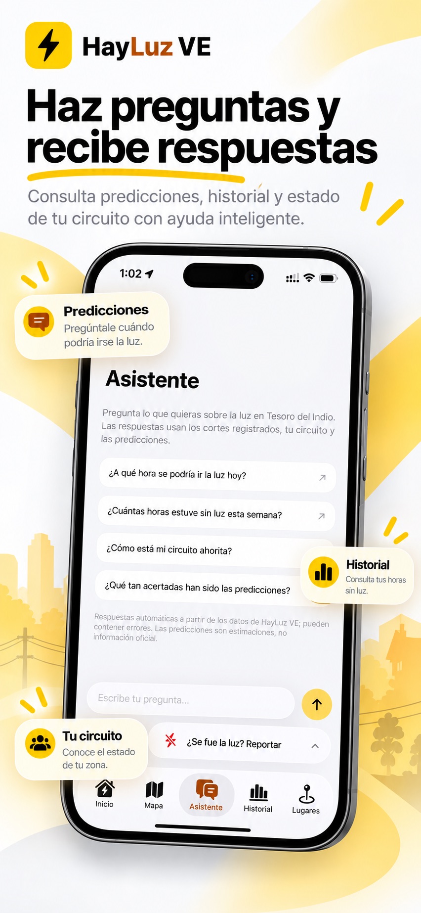 Asistente: preguntas sobre la luz en tu zona
